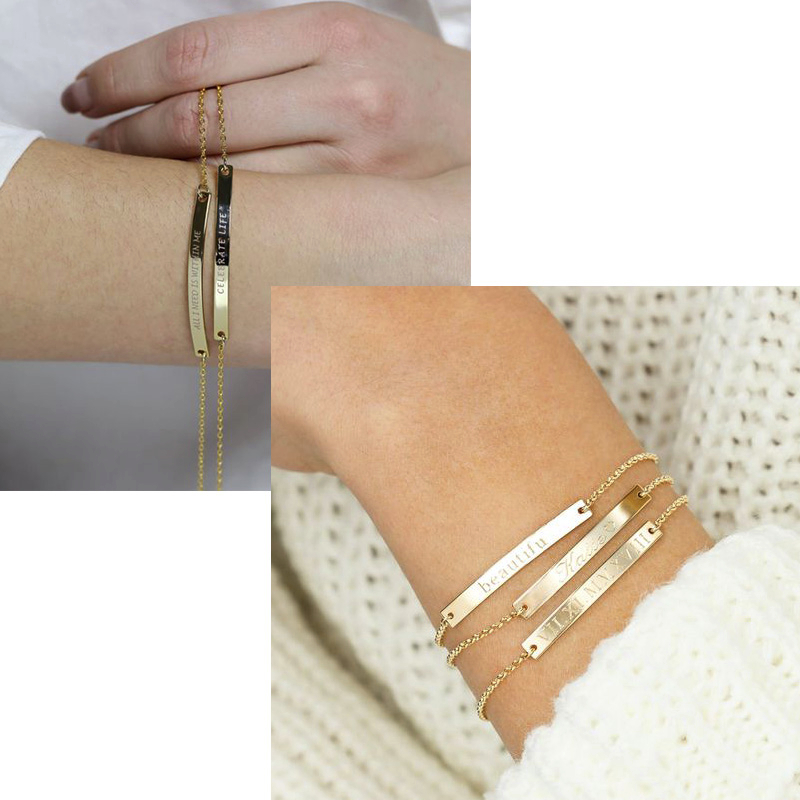 Elegant Personalized ID Bar Br - Coordinates Bracelet ulasan dan harga