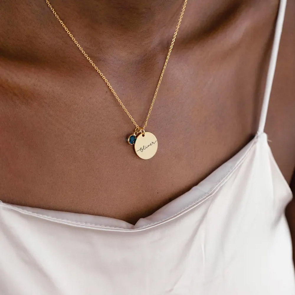 Personalized Custom Name Disc  - Birth Flower Necklace ulasan dan harga