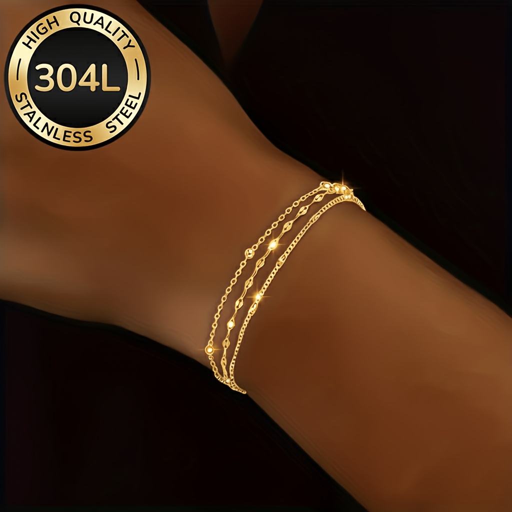 3 Pieces of 18K Gold-Plated 30 - Coordinates Bracelet ulasan dan harga