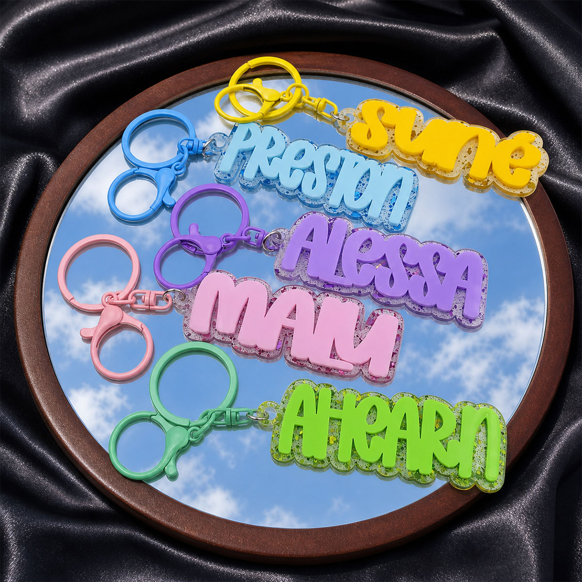 Custom Name Acrylic Keychain P - Initial Ring Custom ulasan dan harga