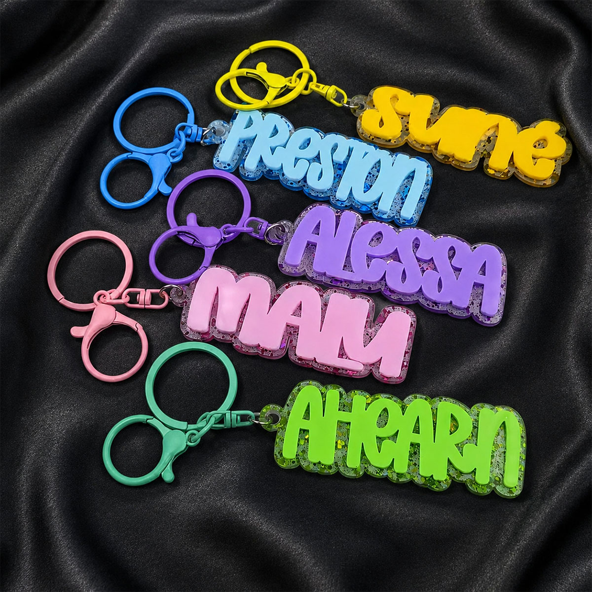 Custom Name Acrylic Keychain P - Initial Ring Custom ulasan dan harga