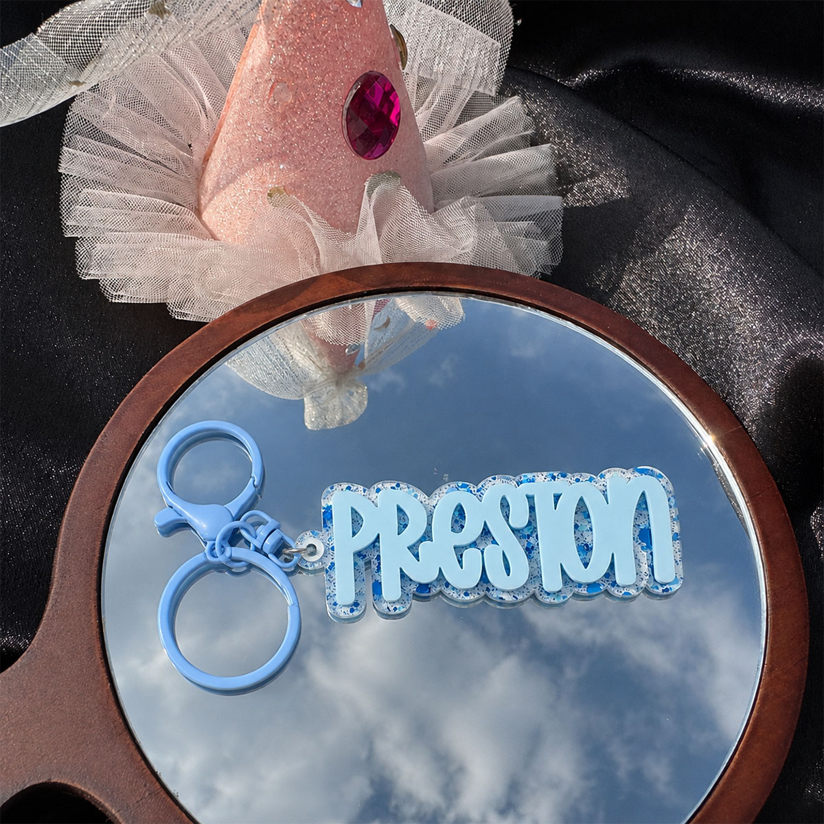 Custom Name Acrylic Keychain P - Initial Ring Custom ulasan dan harga